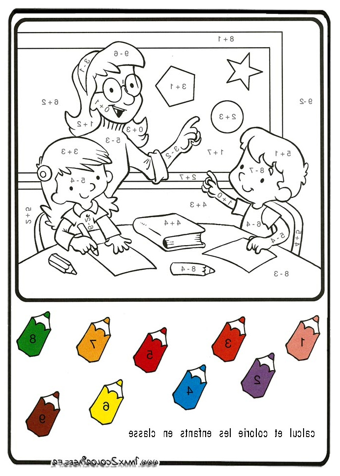 calcul colorie enfants classe