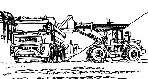 vtn tractor working in digger coloring page