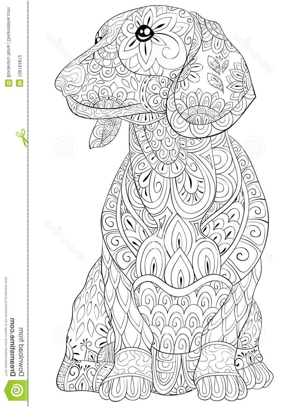livre coloriage adulte paginent chien d isolement mignon détente illustration style art zen image