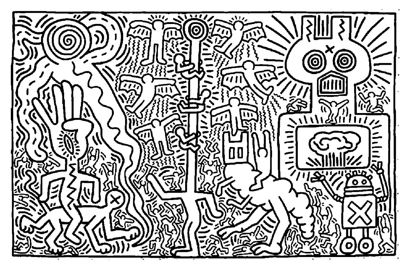 coloriage keith haring maternelle
