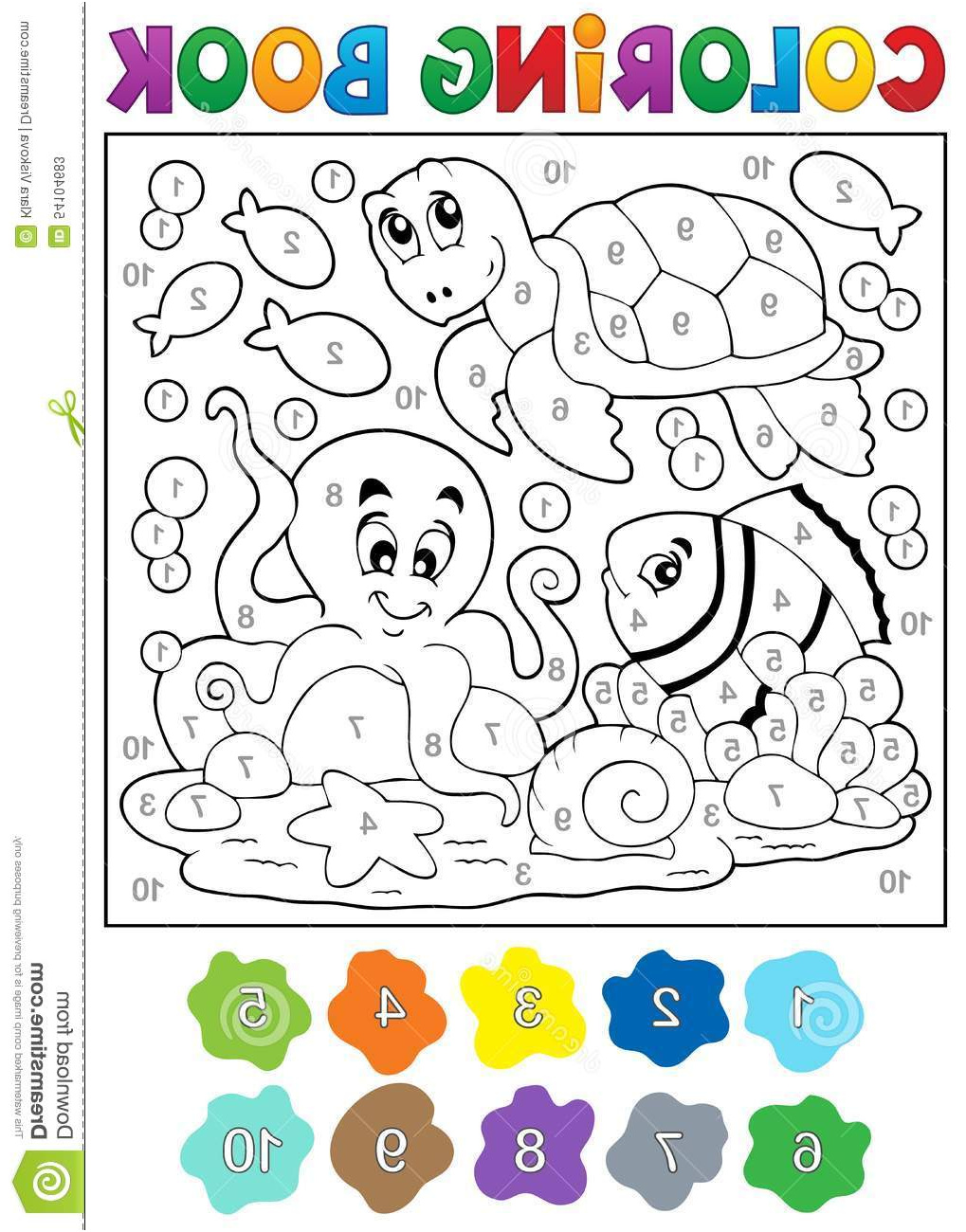 illustration stock livre de coloriage avec les animaux de mer image