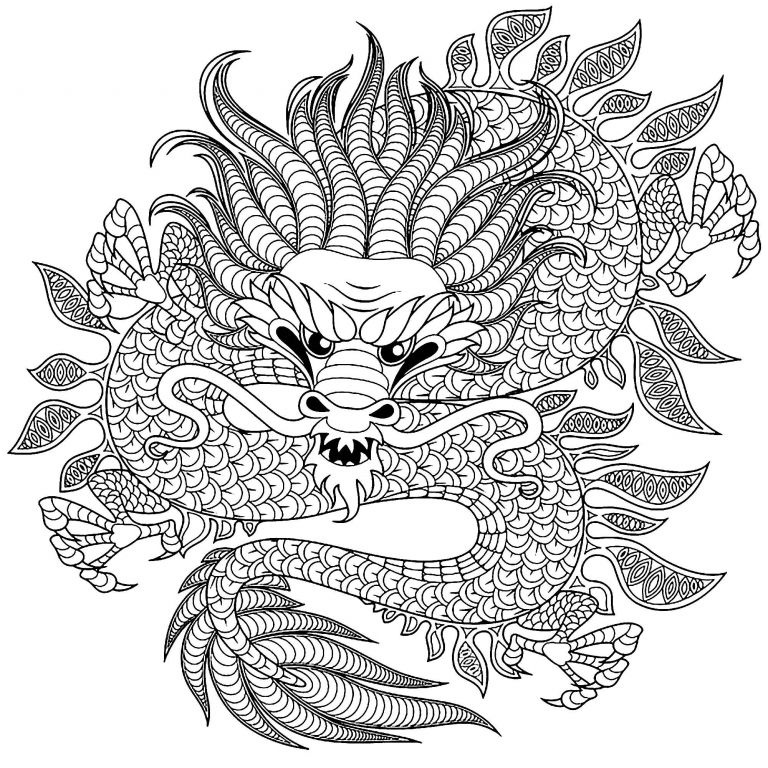 coloriage mandala dragon beau photos dragon circulaire dragons coloriages difficiles pour