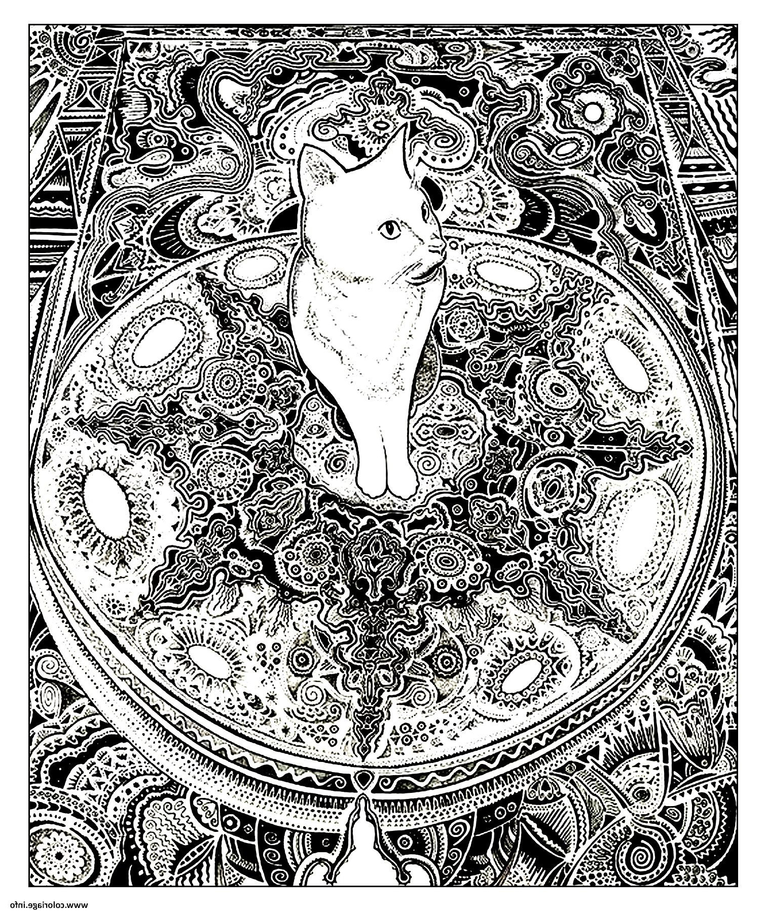 adulte animaux chat tapis coloriage