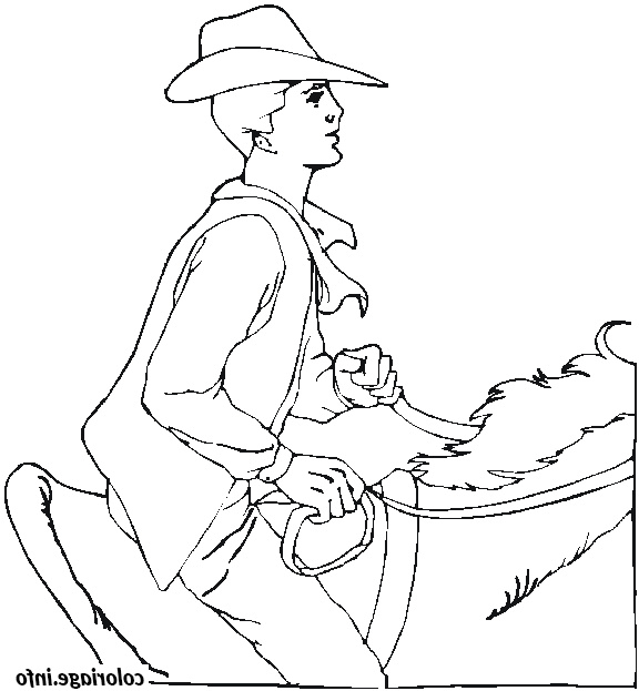 un cowboy sur un cheval coloriage