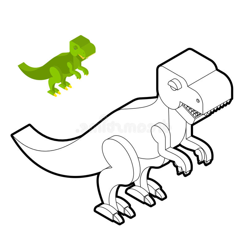 illustration stock livre de coloriage de tyrannosaure style isométrique de dinosaure prehistor image