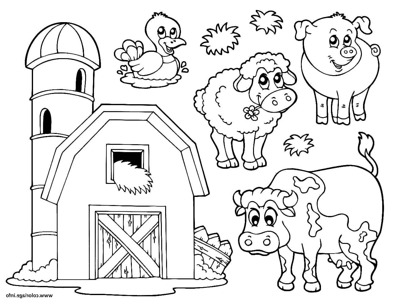 une ferme avec animaux coloriage