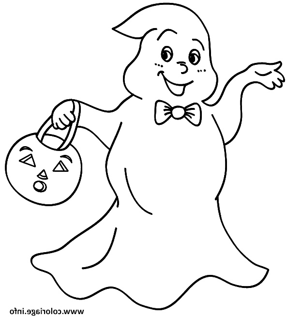 un fantome qui reclame des bonbons pour halloween coloriage