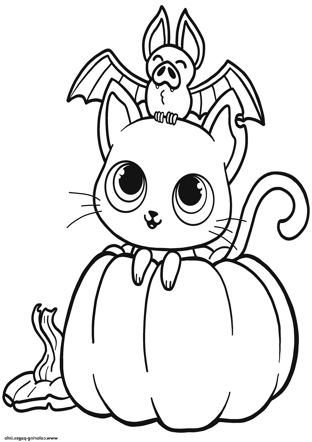 bat cat and pumpkin halloween printable coloring pages book