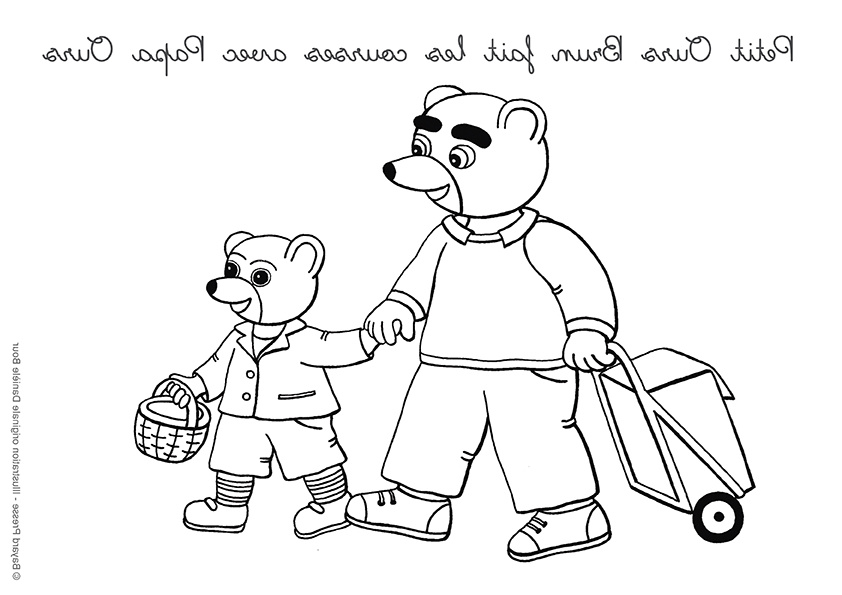 coloriage petit ours brun petit ours brun fait les courses avec papa