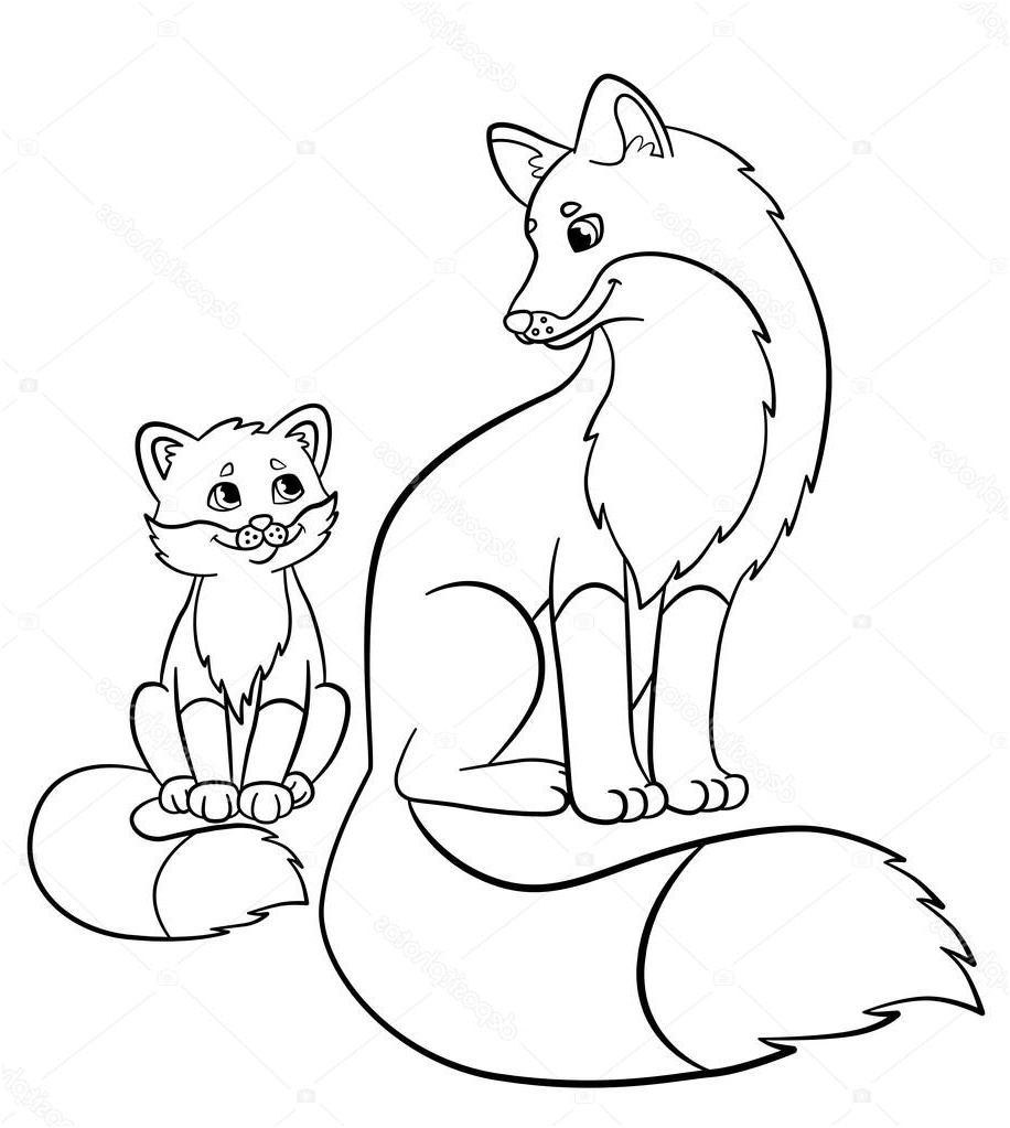 stock illustration coloring pages wild animals mother