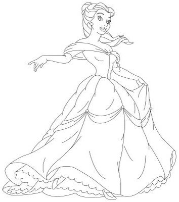 disney princess belle coloring pages to
