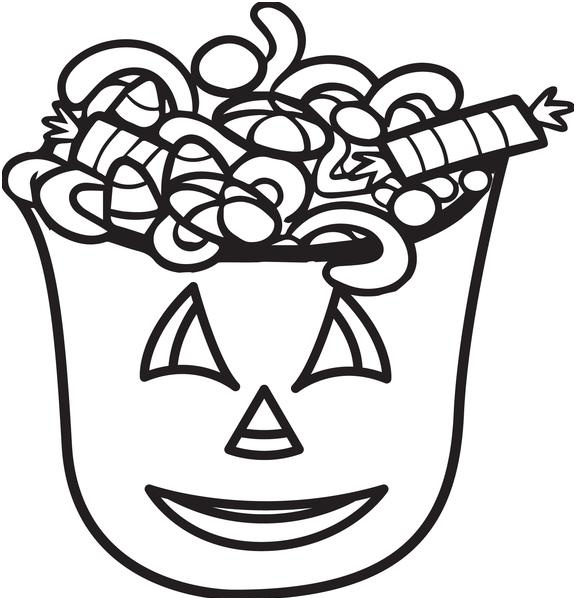 bucket of halloween candy coloring page a4314