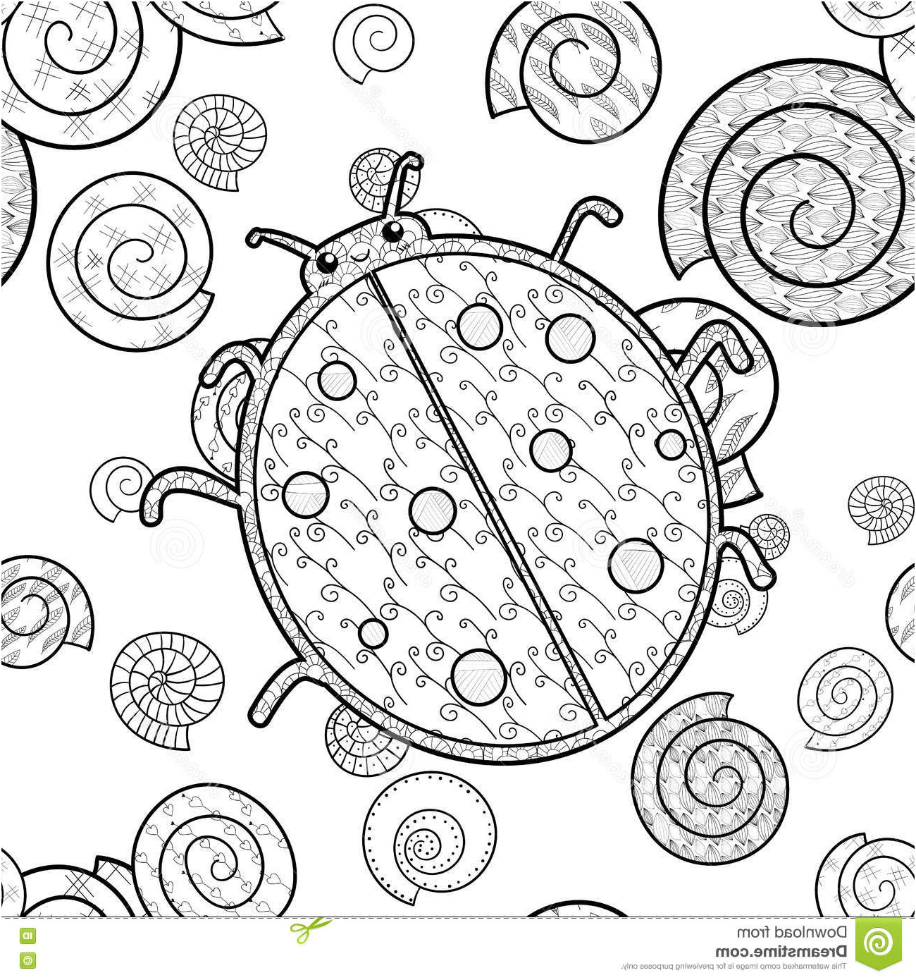 illustration stock page adulte de livre de coloriage de coccinelle mignonne image