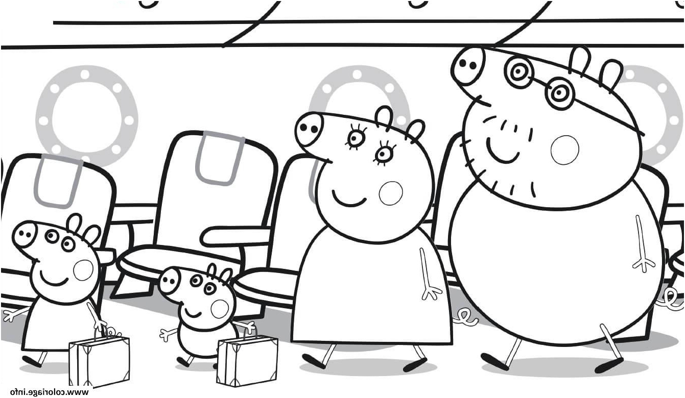 peppa pig famille se dirigent vers leurs sieges de lavion coloriage dessin