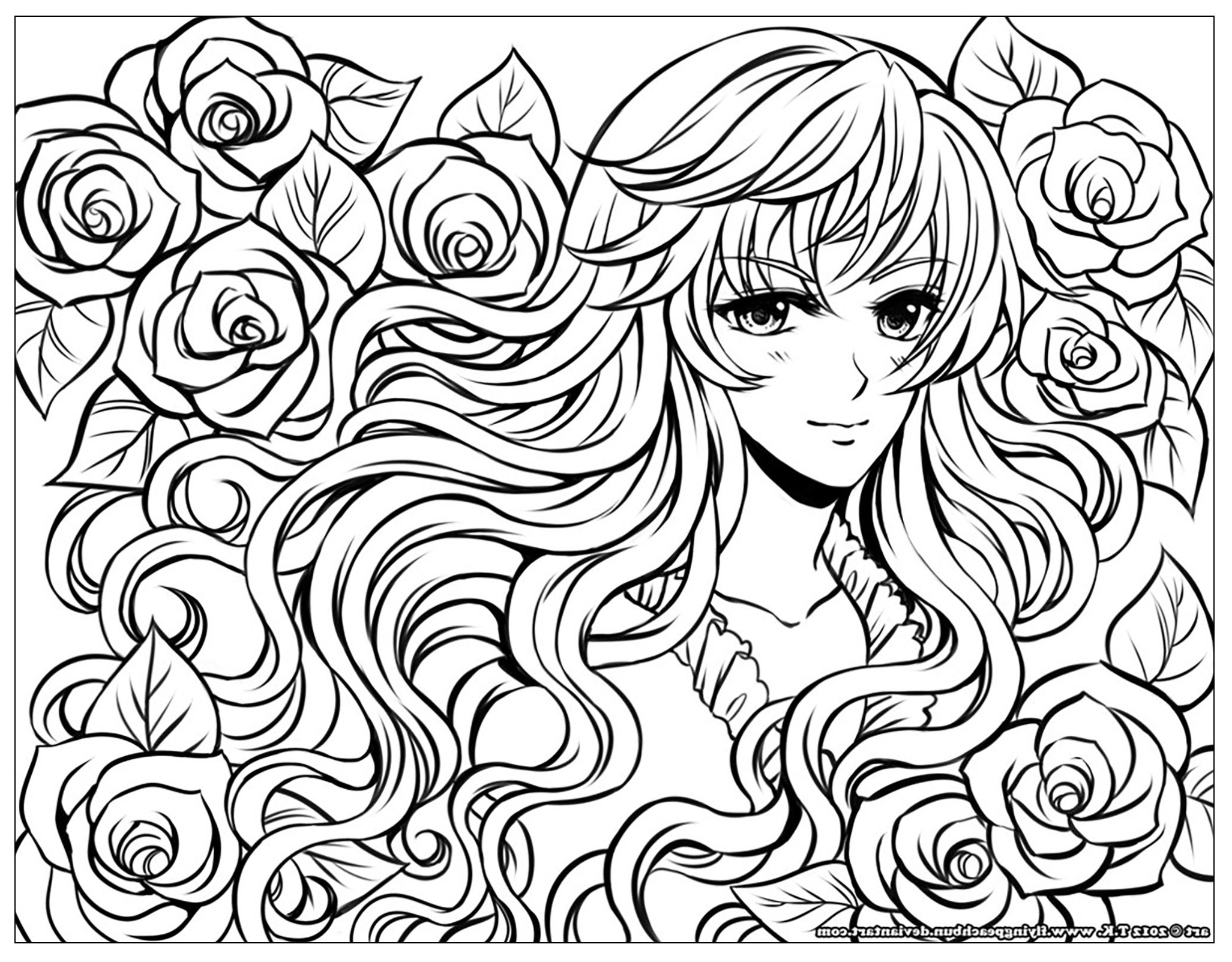image=manga coloriage fille manga fleurs dans ses cheveux par flyingpeachbun 1