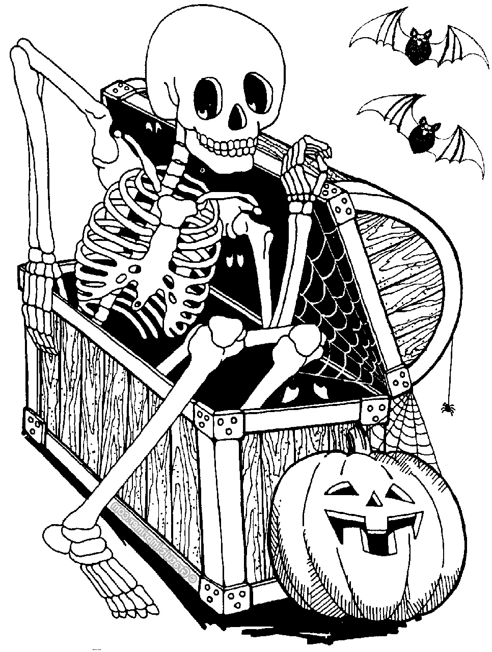coloriage squelette d halloween