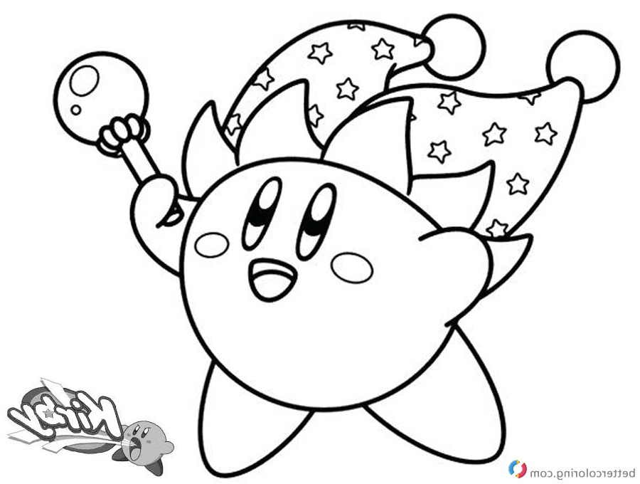 kirby coloring pages magician kirby