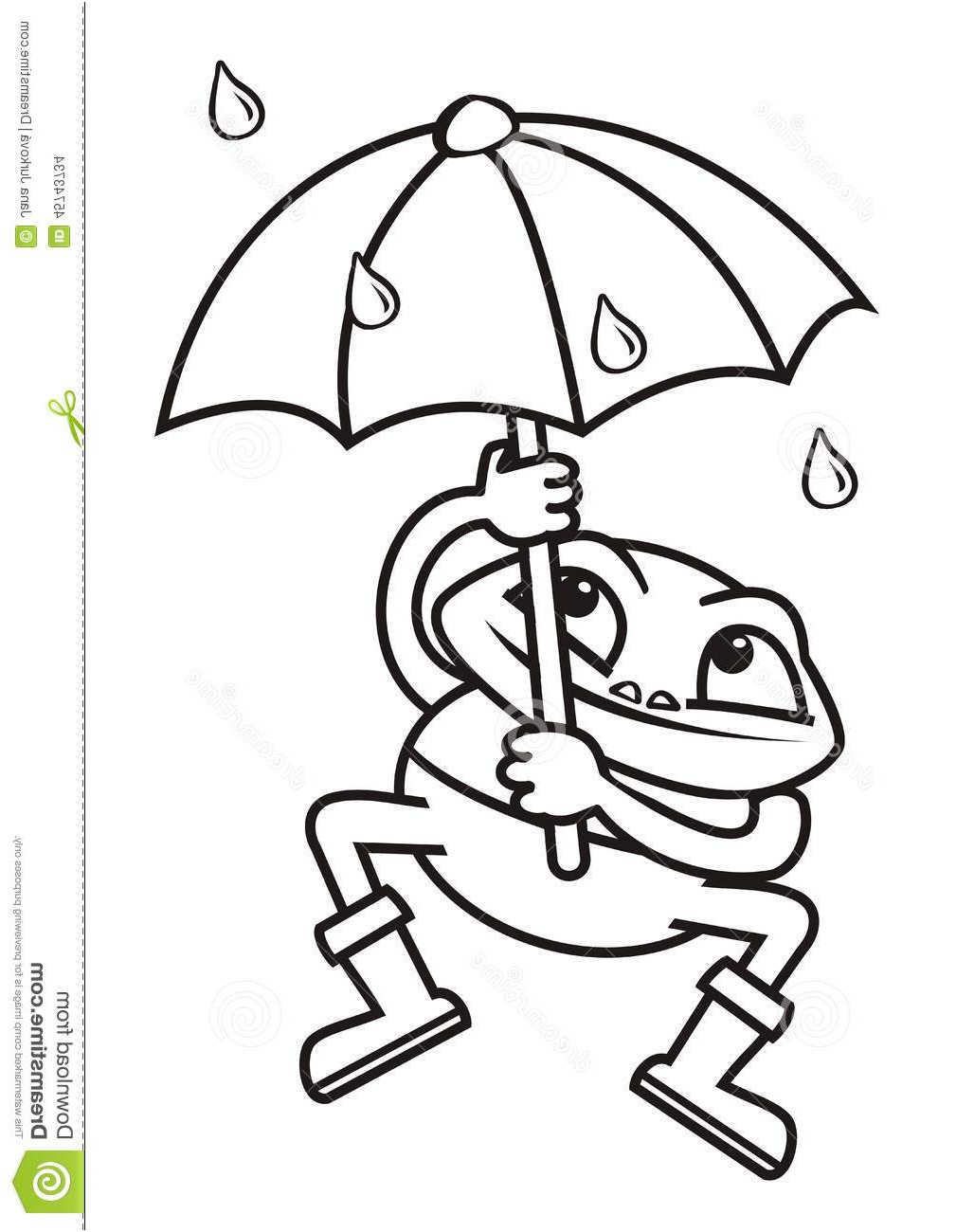 illustration stock grenouille et parapluie colorant image