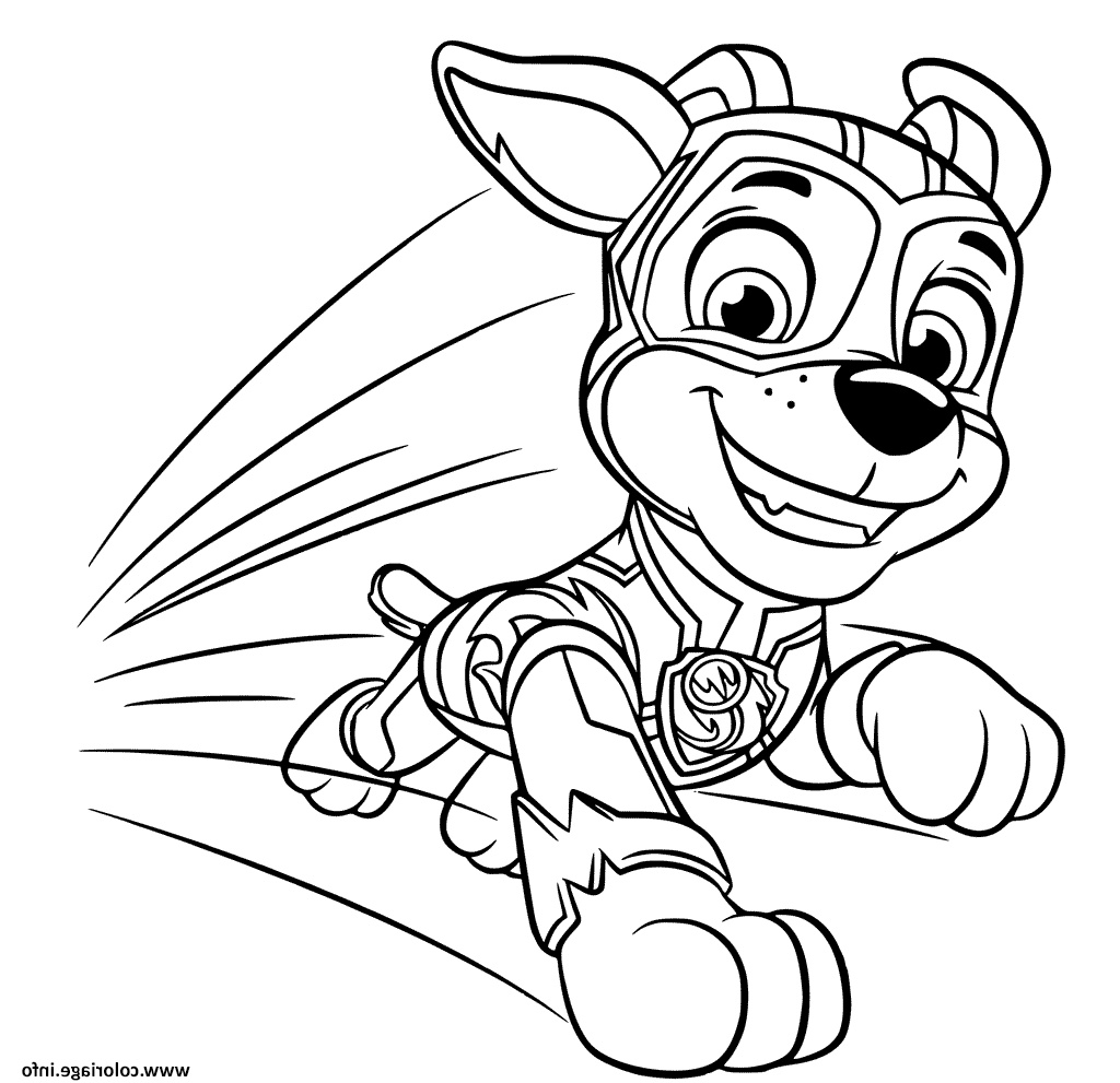 pat patrouille mighty pups chase coloriage
