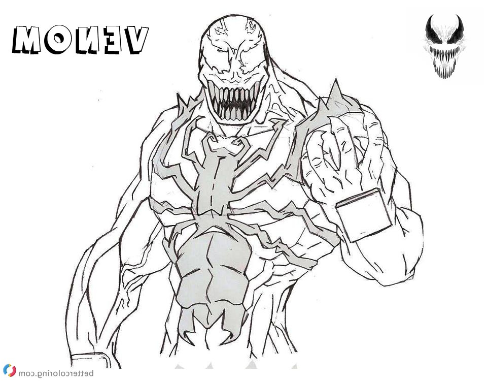 venom coloring pages lineart drawing by noname37