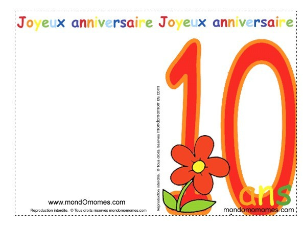 carte invitation anniversaire gratuite imprimer garcon 10 ans