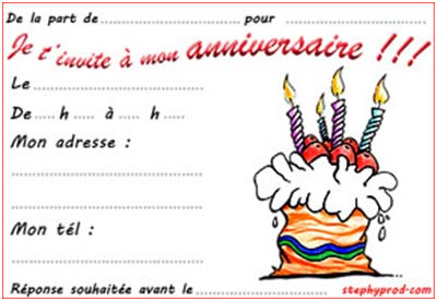 carte d anniversaire a imprimer carte invitation modele 3287