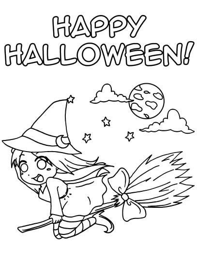 coloriage sorciere manga pour halloween