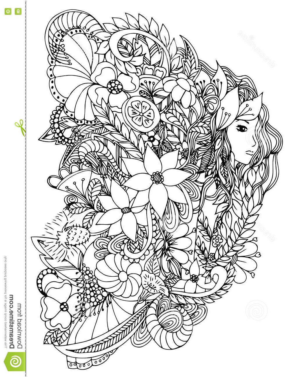 illustration stock belle femme avec l escargot conception pour des adultes de livre de coloriage image
