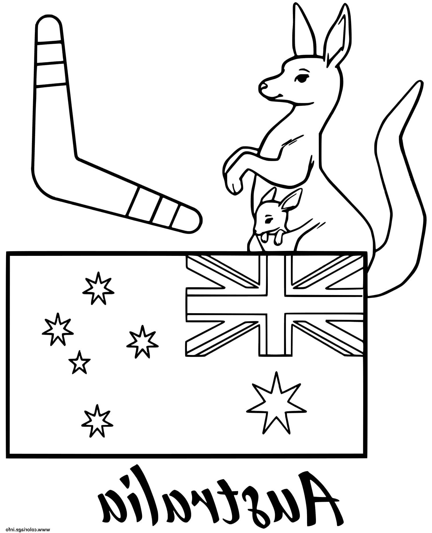 australie drapeau boomerang coloriage