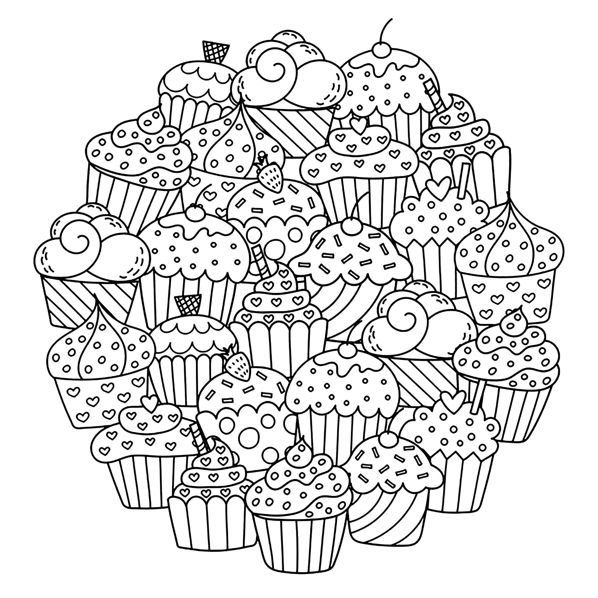 image=cupcakes et gateaux coloriage enfant rond cupcakes 1