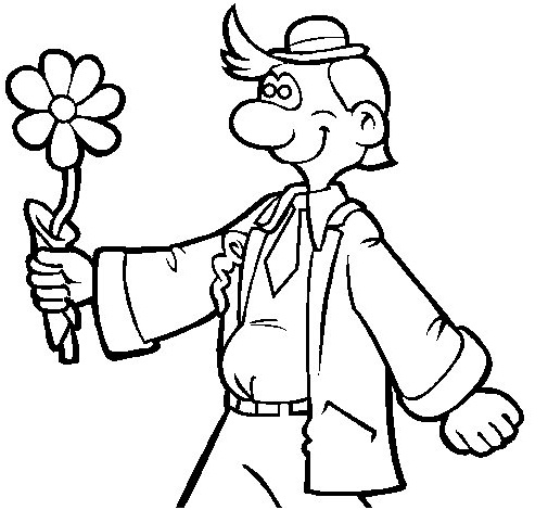 homme content avec une fleur