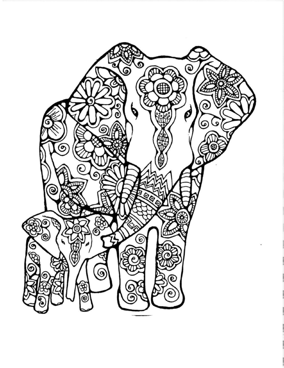 Elephant Mandala Coloring Pages part 2