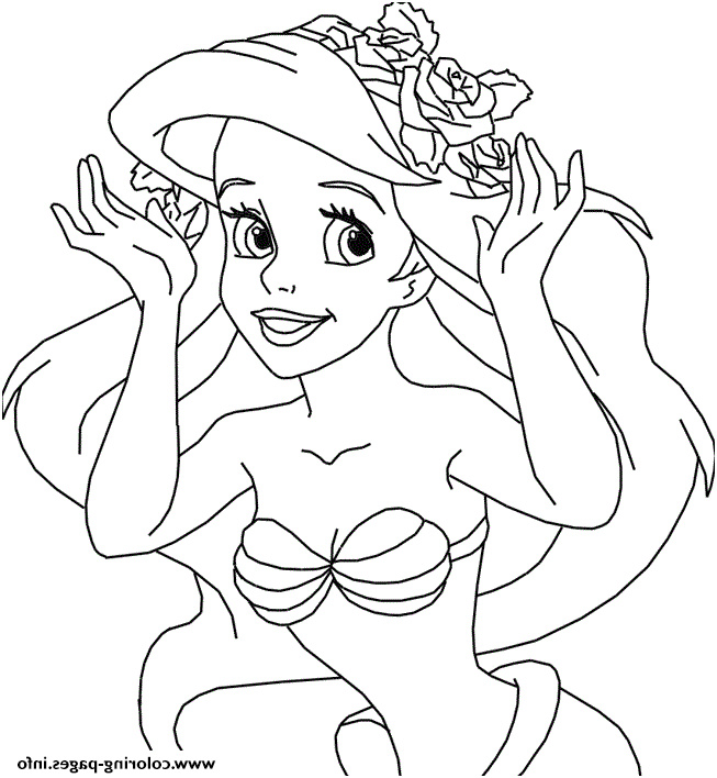 ariel with flower crown disney princess s99a7 printable coloring pages book 7974
