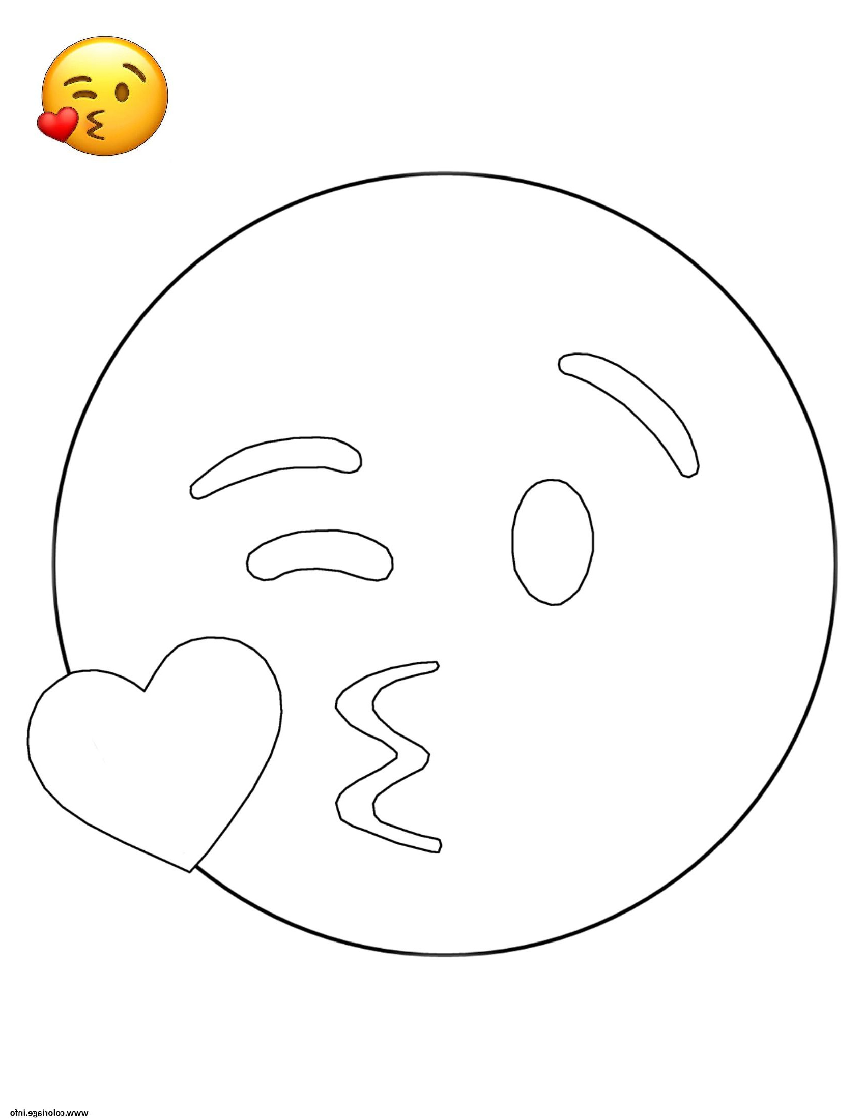 emoji kissing smiley coloriage dessin