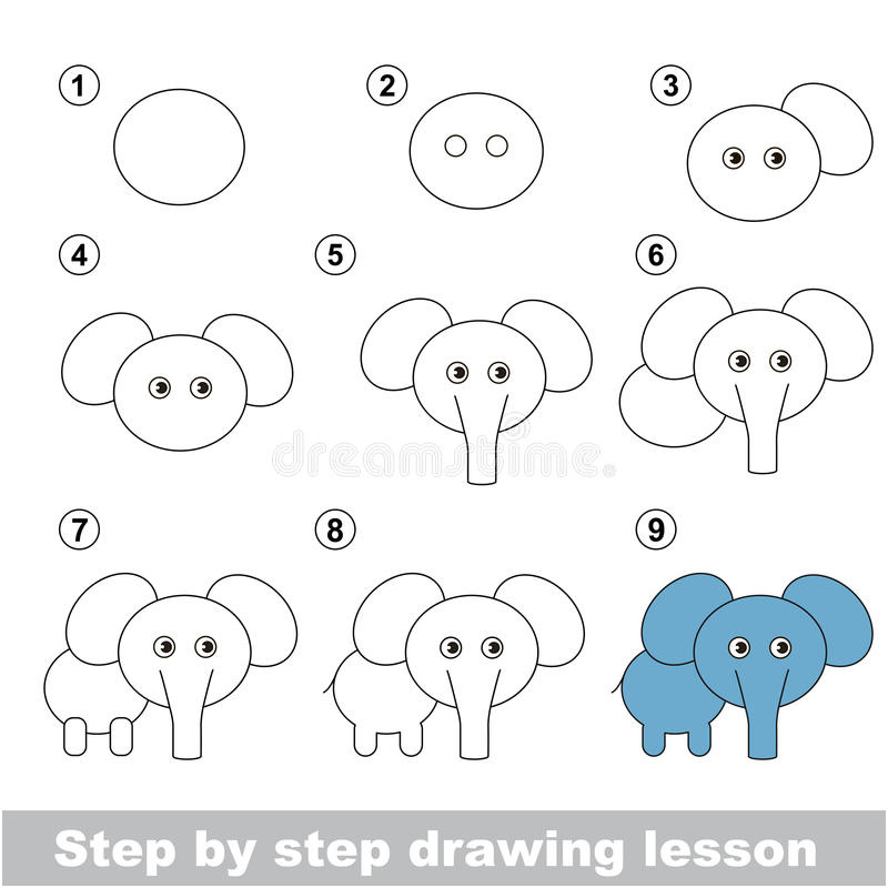 illustration stock cours de dessin ment dessiner un éléphant image