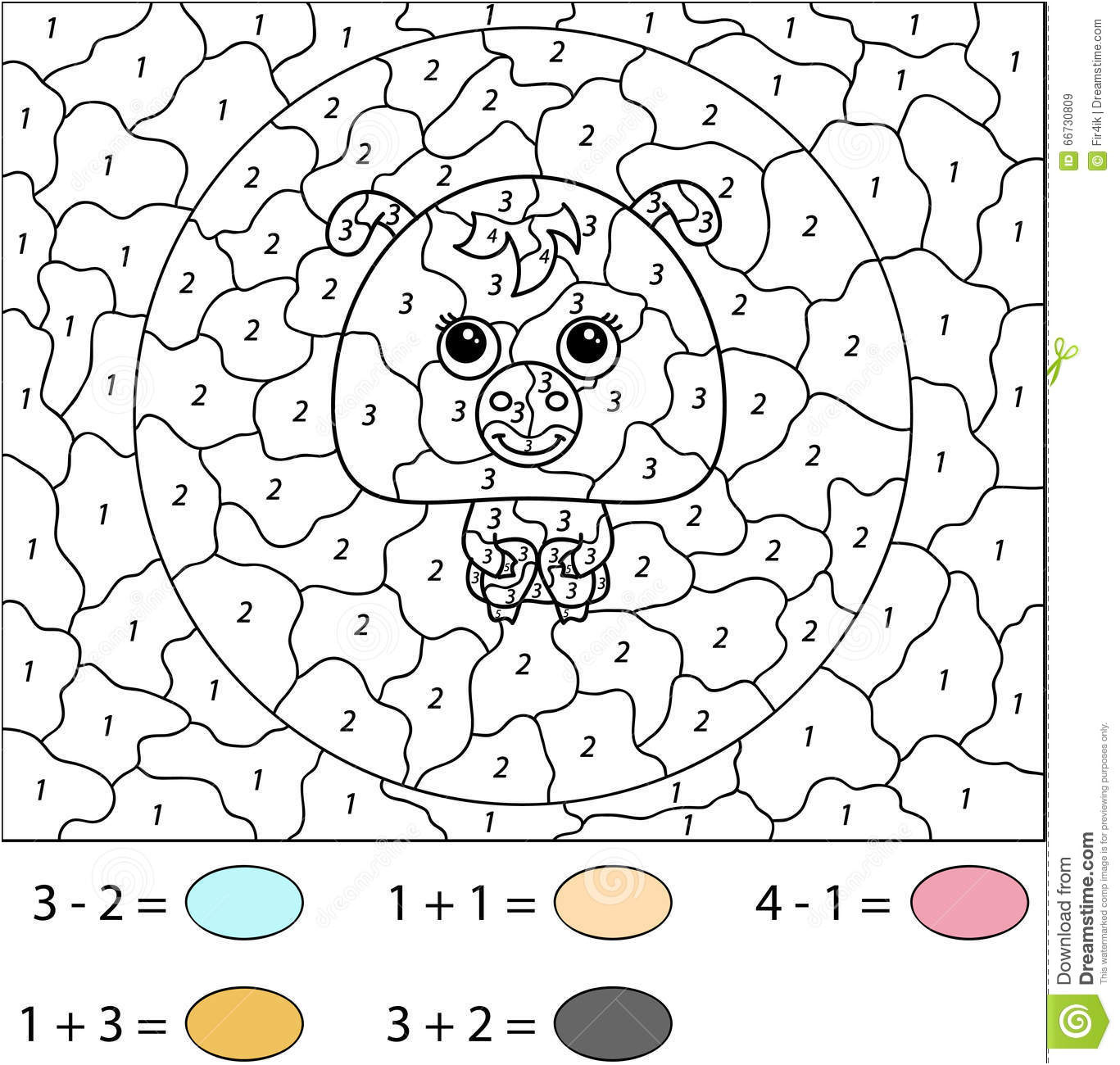 illustration stock porc dr le de dessin animé couleur par le jeu éducatif de nombre pour des enfants image