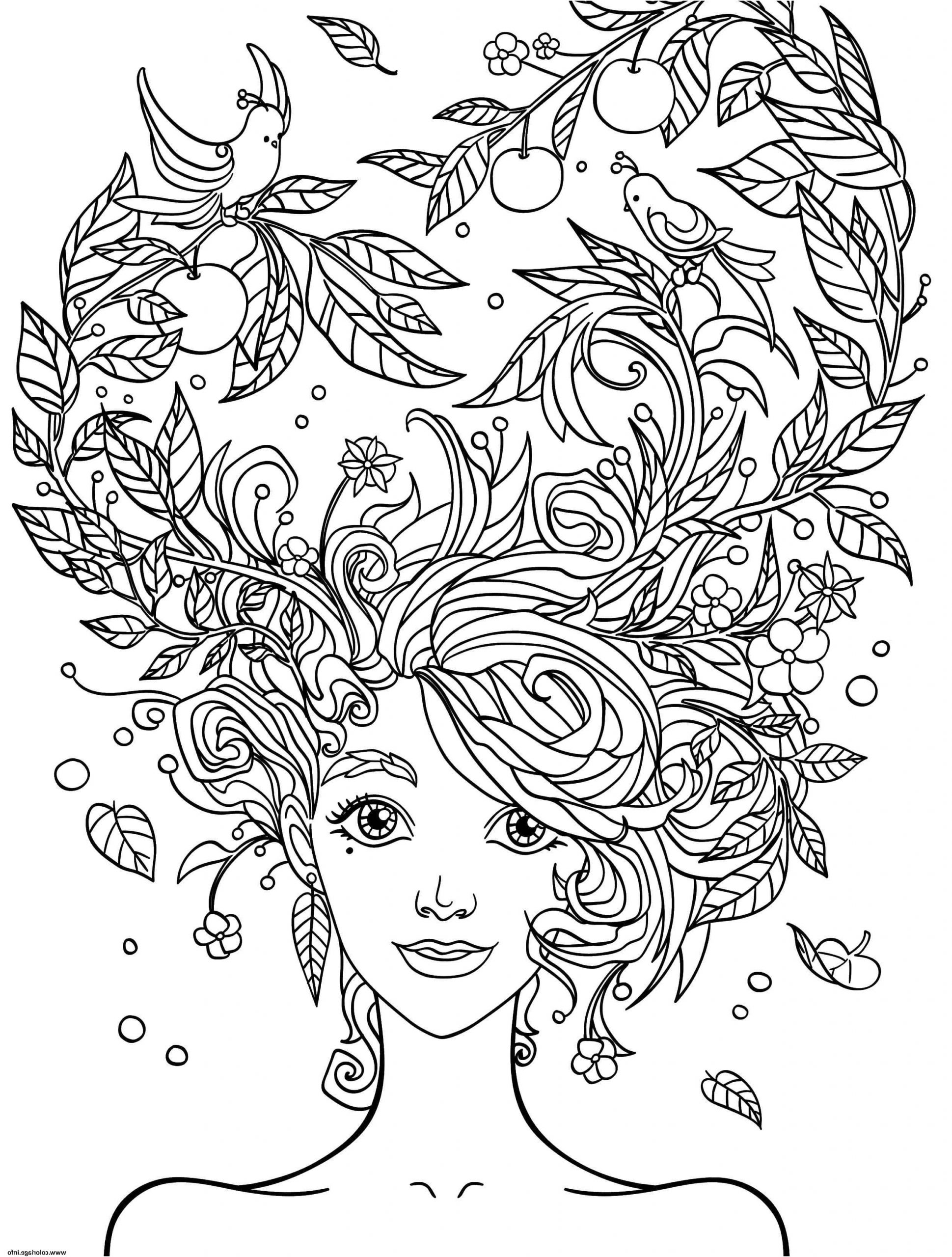 fille 10 a 12 ans cheveux en fleurs coloriage dessin
