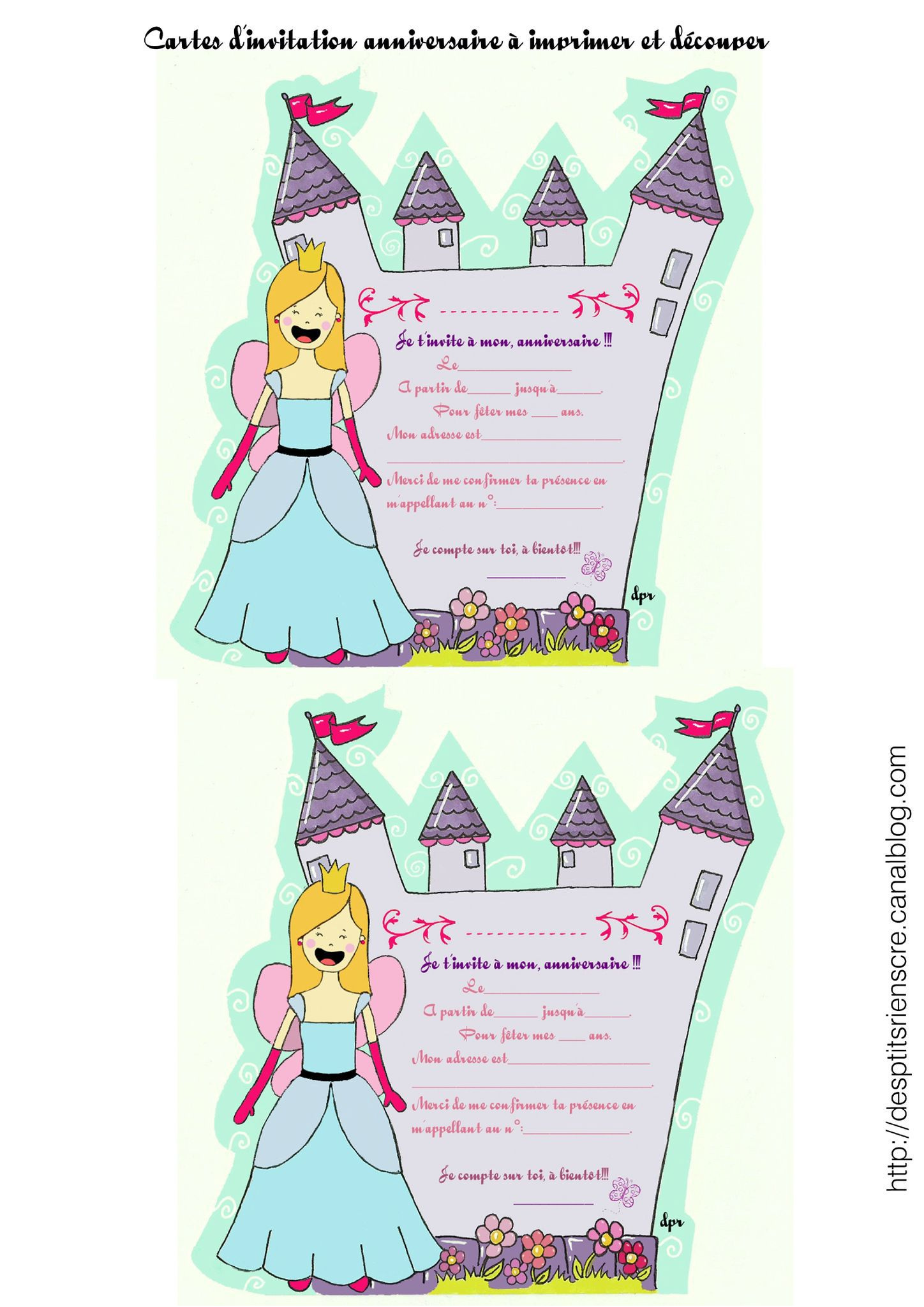 carte invitation anniversaire fille 6 ans gratuite a imprimer