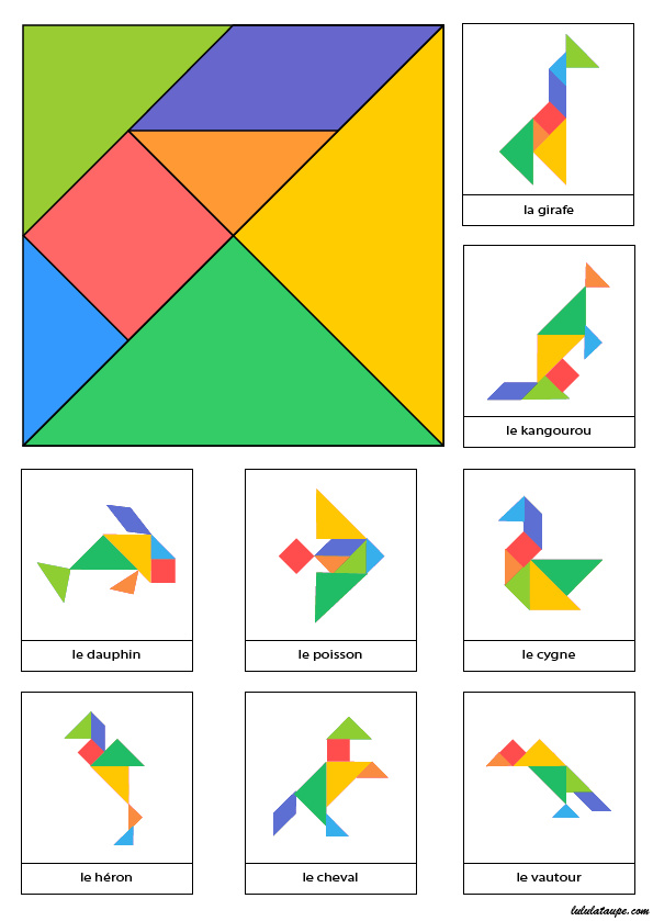 579 tangrams animaux couleur