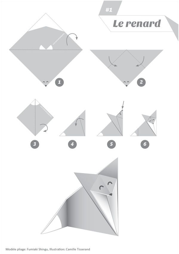 origami facile tete de renard