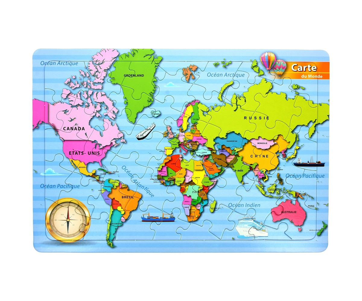 puzzle carte du monde avec pays jouet enfant ludique