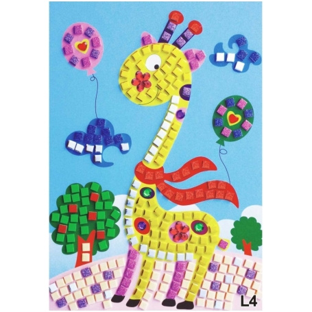 160 puzzle mosaique autocollante girafe pour enfant