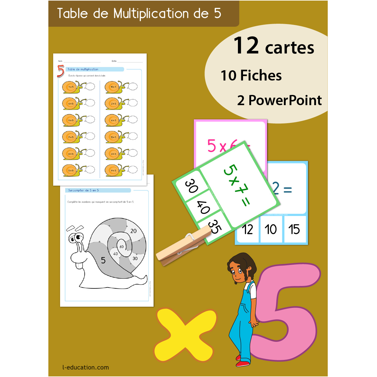 quiz interactif cartes fiches table de multiplication de 5