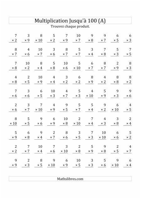 super concept exercice table de multiplication a imprimer