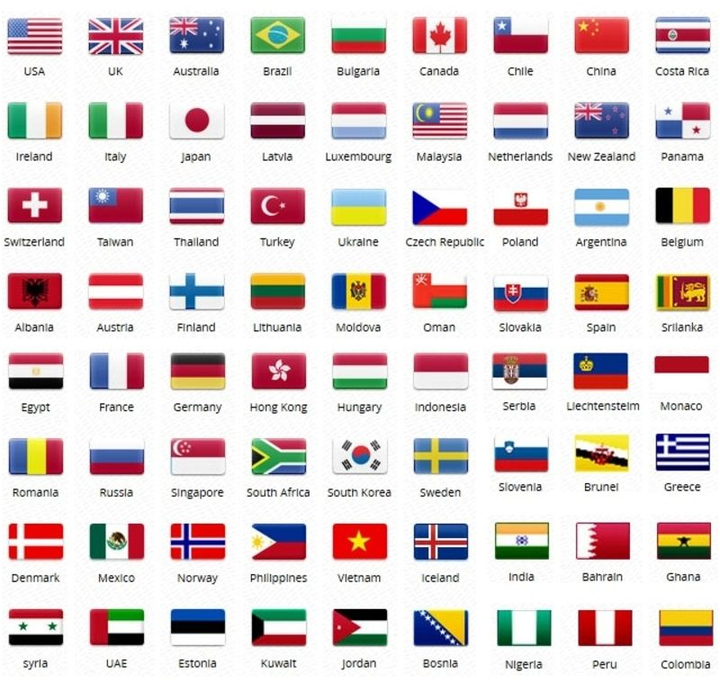 drapeau du monde entier avec leur nom