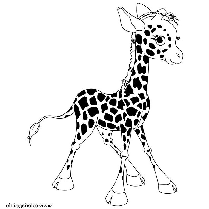 animaux mignon bebe girafe debout coloriage