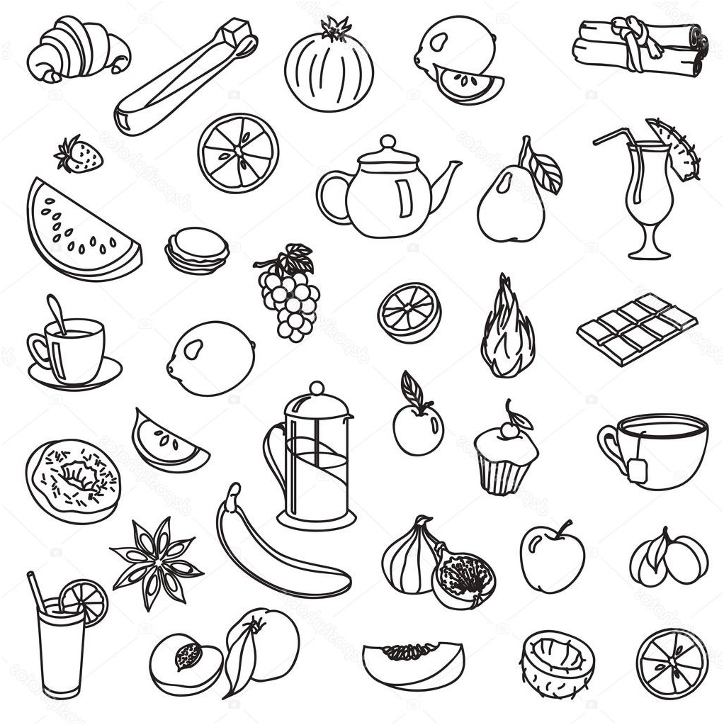 stock illustration foodstuffs fruit ve ables food set