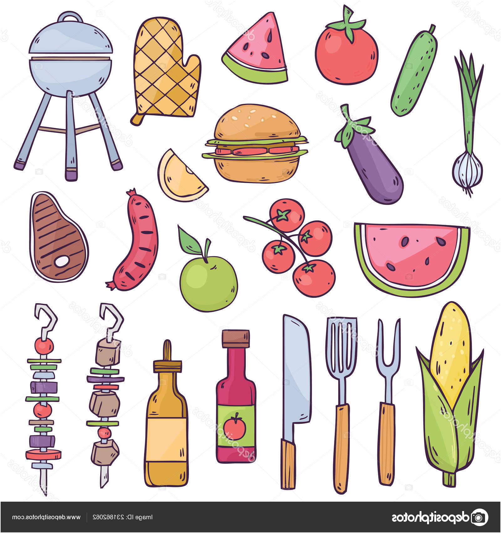 stock illustration seamless vector pattern cartoon food