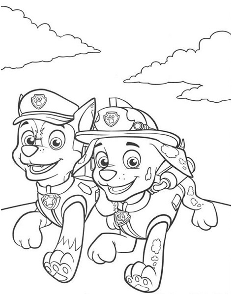 paw patrol chase coloring sketch templates