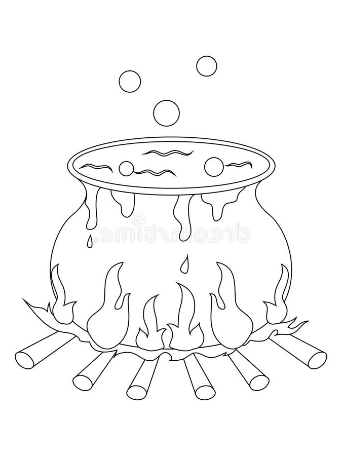 stock illustration halloween witch cauldron coloring page vector illustration image